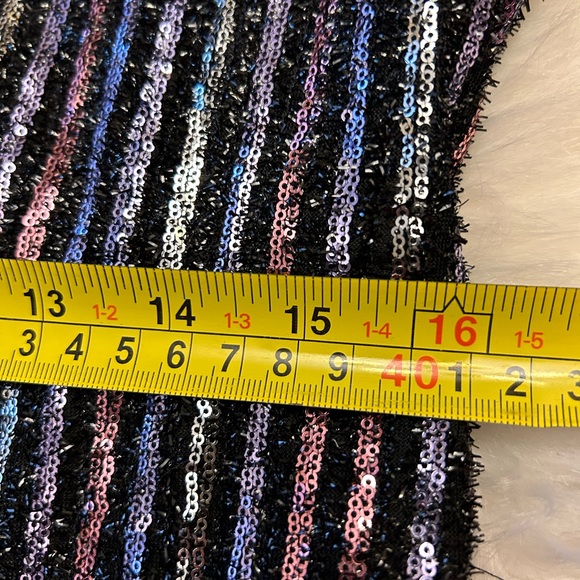 Anthropologie Black and Silver Striped Jumpsuit, Sequins, size 14. - Picture 15 of 16